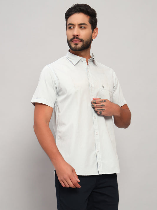 Casual Shirt for Men | Breathable & Soft with Color Fastness Regular Fit Spread Collar Neck Cotton Fabric Solid Pattern