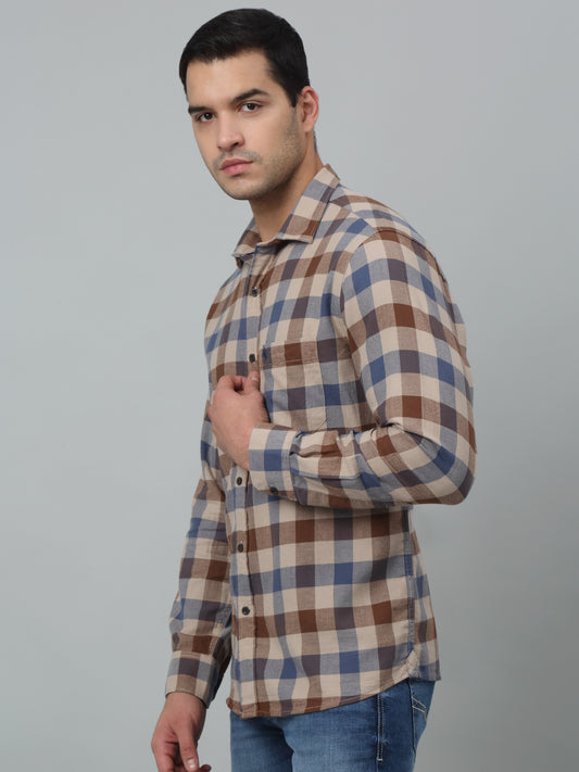 Casual Shirt for Men | Breathable & Soft with Color Fastness Regular Fit Spread Collar Neck Cotton Fabric Checkered Pattern
