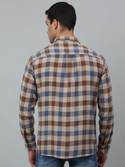Casual Shirt for Men | Breathable & Soft with Color Fastness Regular Fit Spread Collar Neck Cotton Fabric Checkered Pattern