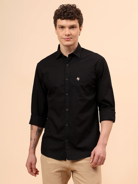 Casual Shirt for Men | Breathable & Soft with Color Fastness Regular Fit Spread Collar Neck Cotton Fabric Solid Pattern