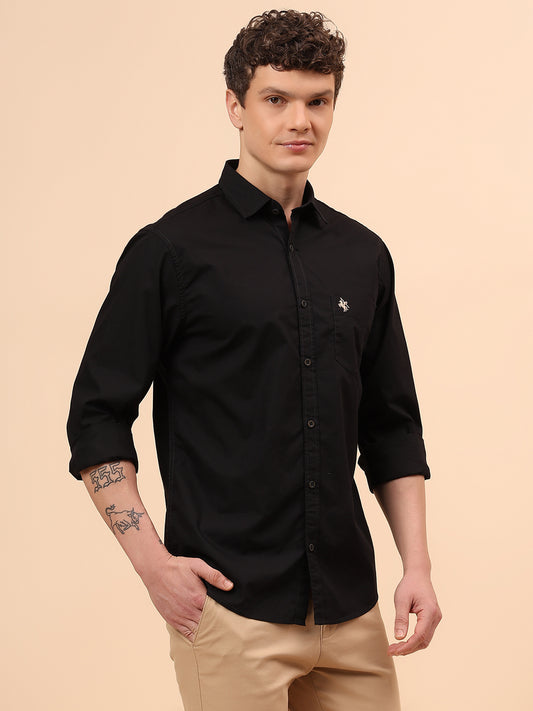 Casual Shirt for Men | Breathable & Soft with Color Fastness Regular Fit Spread Collar Neck Cotton Fabric Solid Pattern