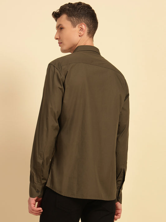 Casual Shirt for Men | Breathable & Soft with Color Fastness Regular Fit Cotton Fabric Solid Pattern
