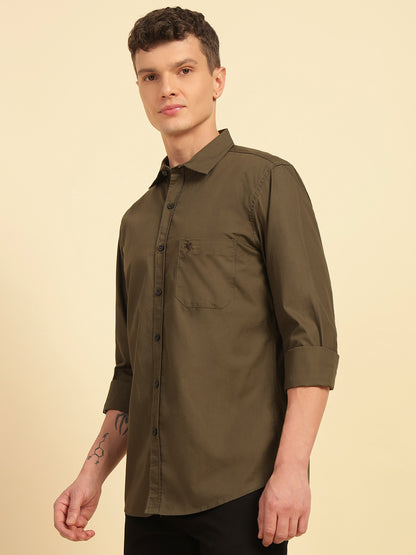 Casual Shirt for Men | Breathable & Soft with Color Fastness Regular Fit Cotton Fabric Solid Pattern