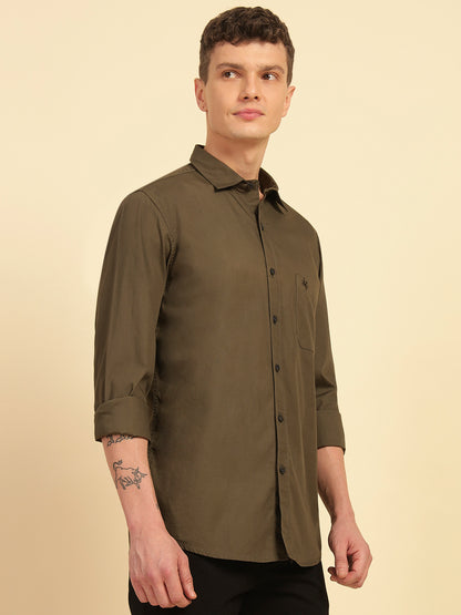 Casual Shirt for Men | Breathable & Soft with Color Fastness Regular Fit Cotton Fabric Solid Pattern