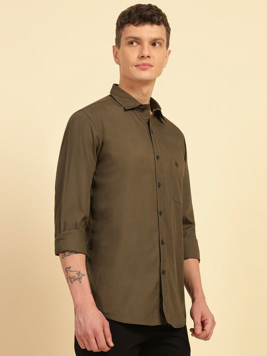 Casual Shirt for Men | Breathable & Soft with Color Fastness Regular Fit Cotton Fabric Solid Pattern