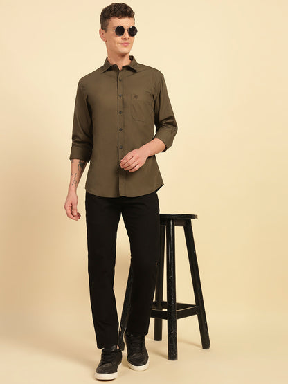 Casual Shirt for Men | Breathable & Soft with Color Fastness Regular Fit Cotton Fabric Solid Pattern