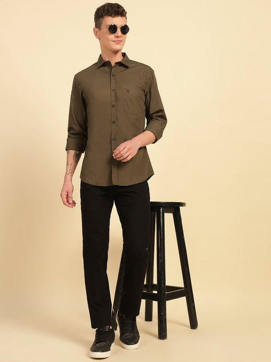 Casual Shirt for Men | Breathable & Soft with Color Fastness Regular Fit Cotton Fabric Solid Pattern