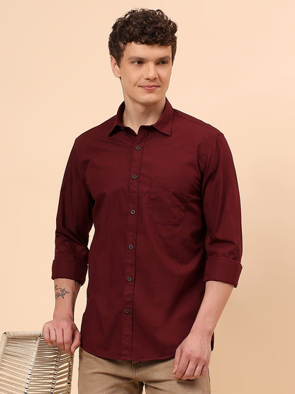 Casual Shirt for Men | Breathable & Soft with Color Fastness Regular Fit Spread Collar Neck Cotton Fabric Solid Pattern