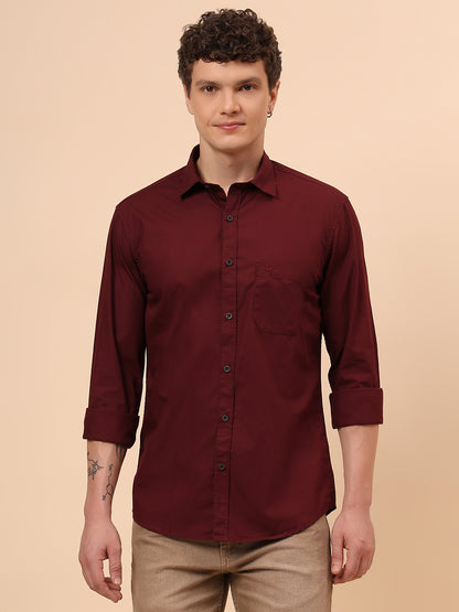 Casual Shirt for Men | Breathable & Soft with Color Fastness Regular Fit Spread Collar Neck Cotton Fabric Solid Pattern