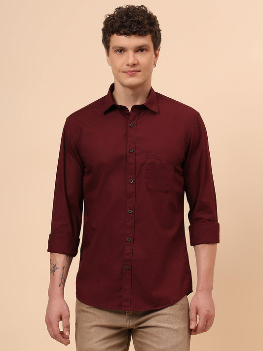 Casual Shirt for Men | Breathable & Soft with Color Fastness Regular Fit Spread Collar Neck Cotton Fabric Solid Pattern