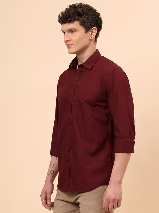 Casual Shirt for Men | Breathable & Soft with Color Fastness Regular Fit Spread Collar Neck Cotton Fabric Solid Pattern