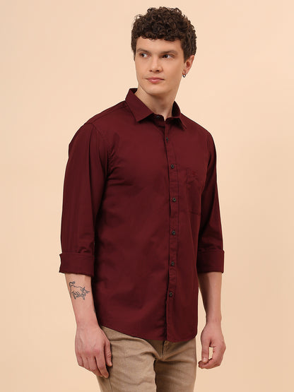 Casual Shirt for Men | Breathable & Soft with Color Fastness Regular Fit Spread Collar Neck Cotton Fabric Solid Pattern