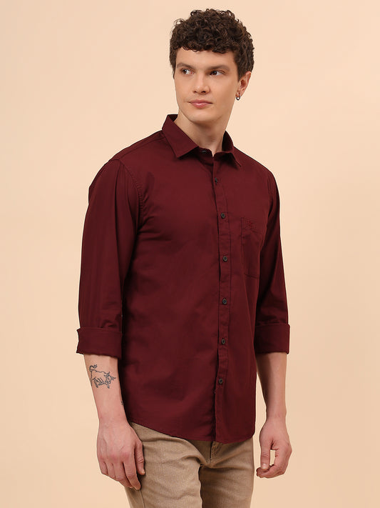 Casual Shirt for Men | Breathable & Soft with Color Fastness Regular Fit Spread Collar Neck Cotton Fabric Solid Pattern