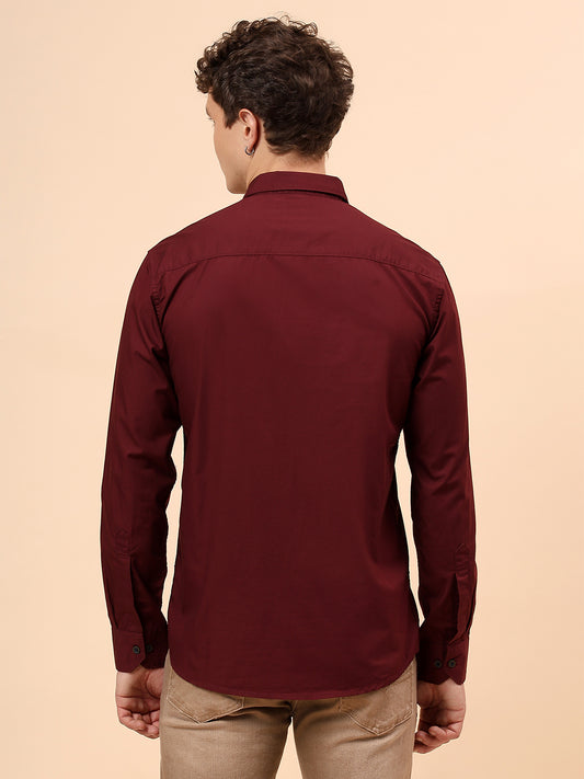 Casual Shirt for Men | Breathable & Soft with Color Fastness Regular Fit Spread Collar Neck Cotton Fabric Solid Pattern