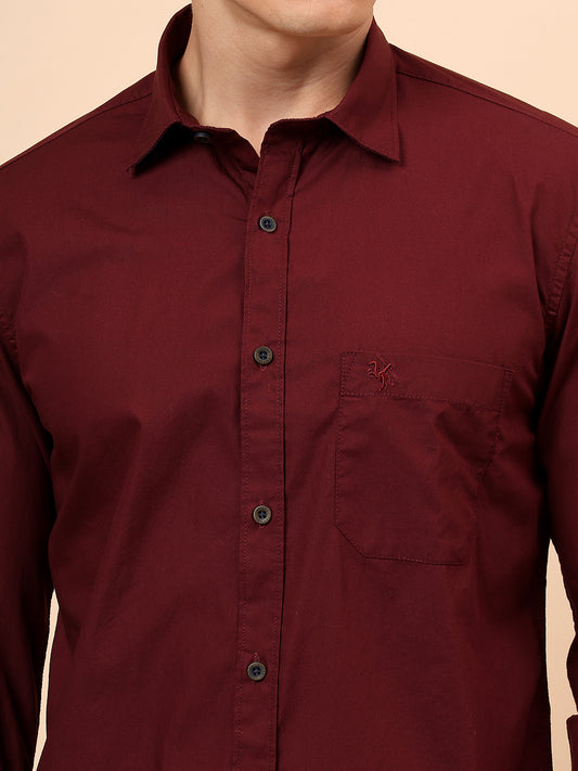 Casual Shirt for Men | Breathable & Soft with Color Fastness Regular Fit Spread Collar Neck Cotton Fabric Solid Pattern