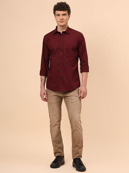 Casual Shirt for Men | Breathable & Soft with Color Fastness Regular Fit Spread Collar Neck Cotton Fabric Solid Pattern