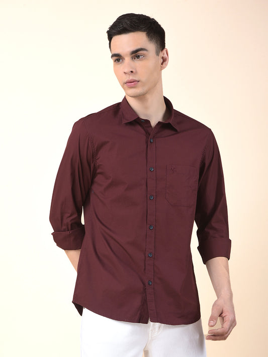 Casual Shirt for Men | Breathable & Soft with Color Fastness Slim Cotton Fabric Solid Pattern