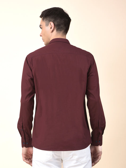 Casual Shirt for Men | Breathable & Soft with Color Fastness Slim Cotton Fabric Solid Pattern