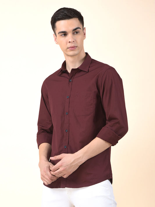Casual Shirt for Men | Breathable & Soft with Color Fastness Slim Cotton Fabric Solid Pattern