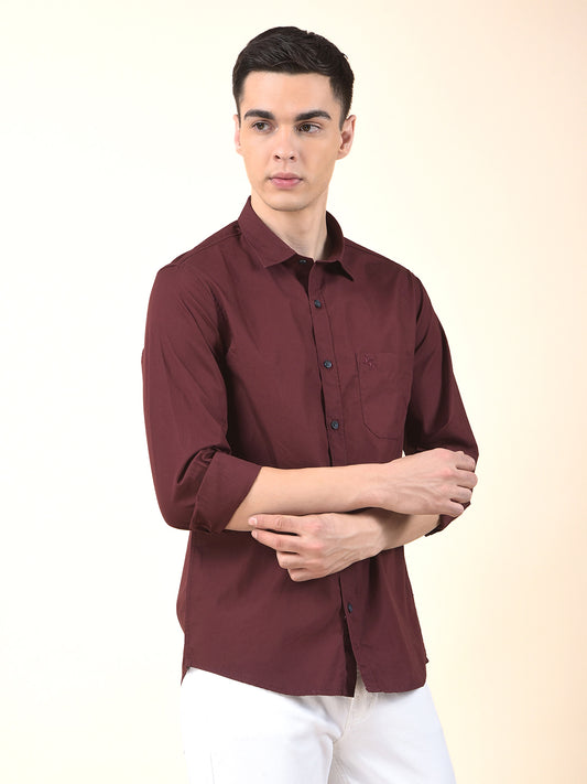 Casual Shirt for Men | Breathable & Soft with Color Fastness Slim Cotton Fabric Solid Pattern