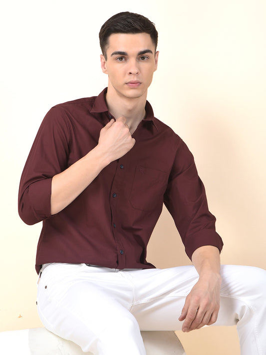 Casual Shirt for Men | Breathable & Soft with Color Fastness Slim Cotton Fabric Solid Pattern