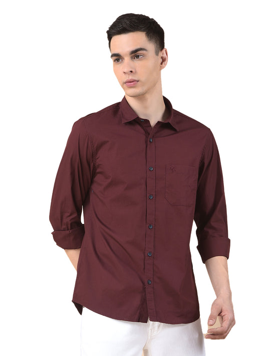 Casual Shirt for Men | Breathable & Soft with Color Fastness Slim Cotton Fabric Solid Pattern