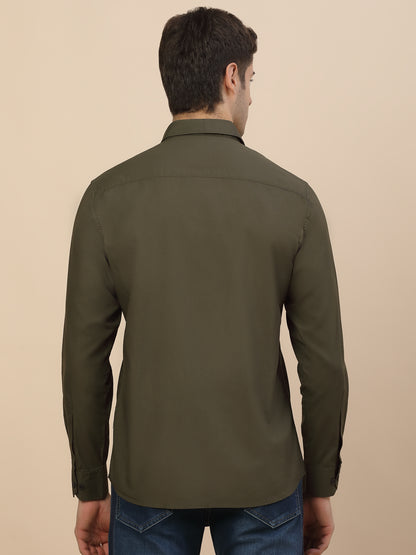 Casual Shirt for Men | Breathable & Soft with Color Fastness Regular Fit Spread Collar Neck Cotton Fabric Solid Pattern