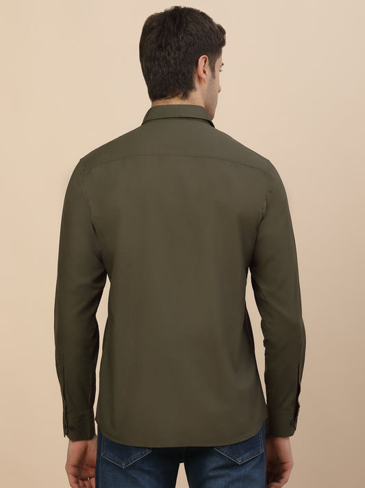 Casual Shirt for Men | Breathable & Soft with Color Fastness Regular Fit Spread Collar Neck Cotton Fabric Solid Pattern