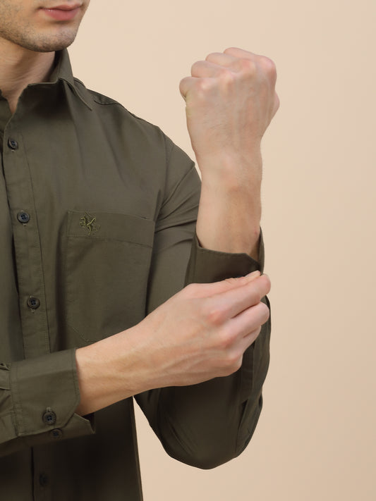 Casual Shirt for Men | Breathable & Soft with Color Fastness Regular Fit Spread Collar Neck Cotton Fabric Solid Pattern