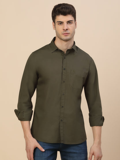 Casual Shirt for Men | Breathable & Soft with Color Fastness Regular Fit Spread Collar Neck Cotton Fabric Solid Pattern