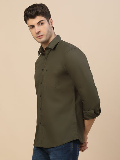 Casual Shirt for Men | Breathable & Soft with Color Fastness Regular Fit Spread Collar Neck Cotton Fabric Solid Pattern