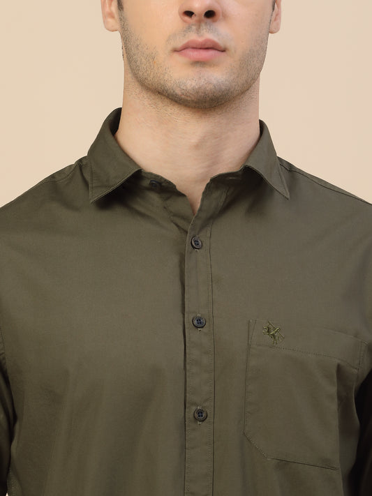 Casual Shirt for Men | Breathable & Soft with Color Fastness Regular Fit Spread Collar Neck Cotton Fabric Solid Pattern