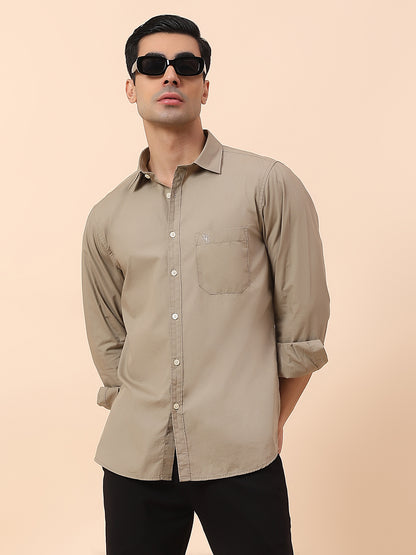 Casual Shirt for Men | Breathable & Soft with Color Fastness Slim Fit Spread Collar Cotton Fabric Solid Pattern