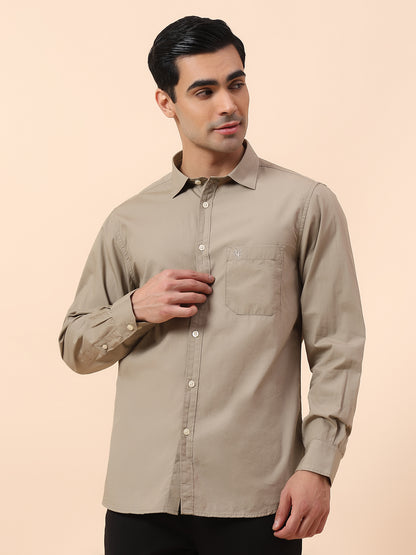 Casual Shirt for Men | Breathable & Soft with Color Fastness Slim Fit Spread Collar Cotton Fabric Solid Pattern
