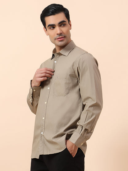 Casual Shirt for Men | Breathable & Soft with Color Fastness Slim Fit Spread Collar Cotton Fabric Solid Pattern