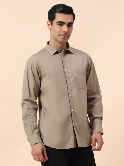 Casual Shirt for Men | Breathable & Soft with Color Fastness Slim Fit Spread Collar Cotton Fabric Solid Pattern