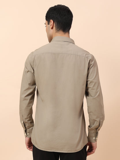 Casual Shirt for Men | Breathable & Soft with Color Fastness Slim Fit Spread Collar Cotton Fabric Solid Pattern