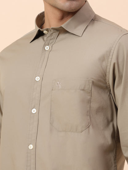 Casual Shirt for Men | Breathable & Soft with Color Fastness Slim Fit Spread Collar Cotton Fabric Solid Pattern