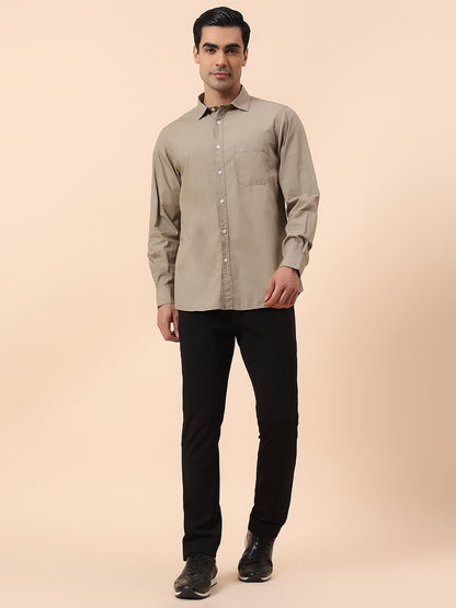 Casual Shirt for Men | Breathable & Soft with Color Fastness Slim Fit Spread Collar Cotton Fabric Solid Pattern