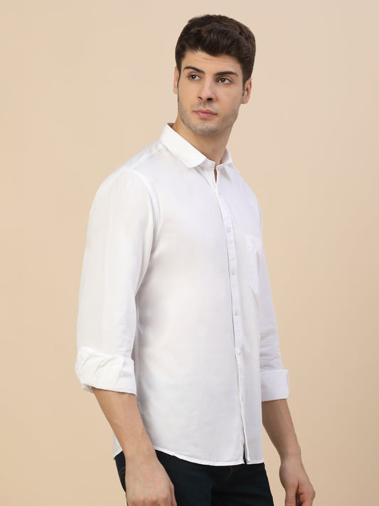 Casual Shirt for Men | Breathable & Soft with Color Fastness Regular Fit Spread Collar Neck Cotton Fabric Solid Pattern