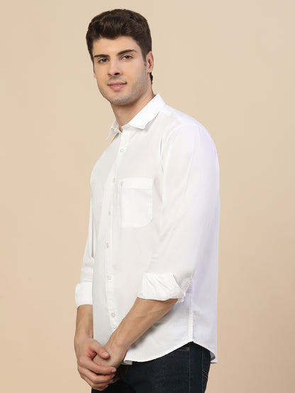 Casual Shirt for Men | Breathable & Soft with Color Fastness Regular Fit Spread Collar Neck Cotton Fabric Solid Pattern
