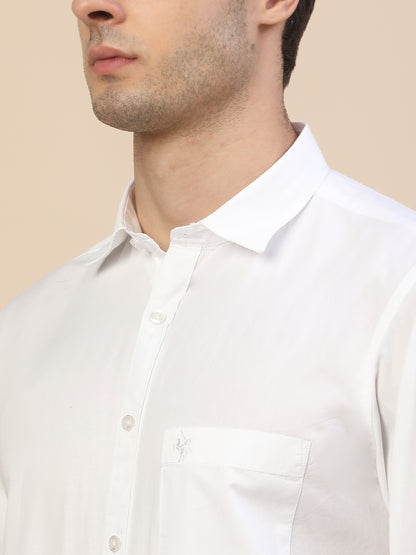 Casual Shirt for Men | Breathable & Soft with Color Fastness Regular Fit Spread Collar Neck Cotton Fabric Solid Pattern