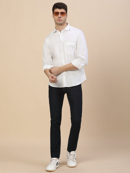 Casual Shirt for Men | Breathable & Soft with Color Fastness Regular Fit Spread Collar Neck Cotton Fabric Solid Pattern