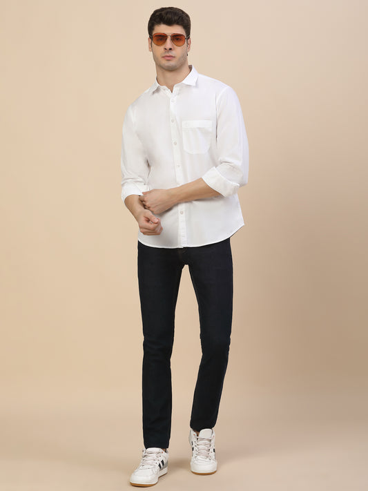 Casual Shirt for Men | Breathable & Soft with Color Fastness Regular Fit Spread Collar Neck Cotton Fabric Solid Pattern