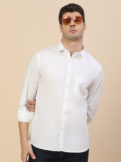 Casual Shirt for Men | Breathable & Soft with Color Fastness Regular Fit Spread Collar Neck Cotton Fabric Solid Pattern