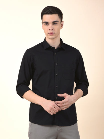 Casual Shirt for Men | Breathable & Soft with Color Fastness Slim Cotton Fabric Solid Pattern