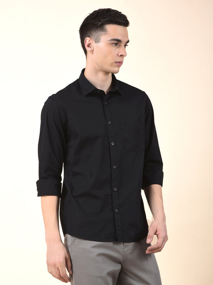 Casual Shirt for Men | Breathable & Soft with Color Fastness Slim Cotton Fabric Solid Pattern