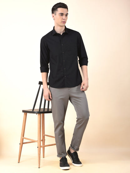 Casual Shirt for Men | Breathable & Soft with Color Fastness Slim Cotton Fabric Solid Pattern