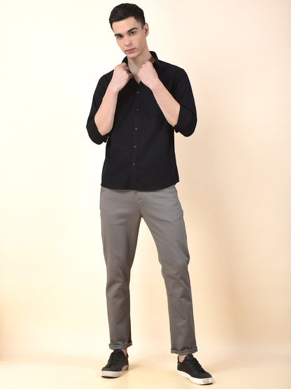 Casual Shirt for Men | Breathable & Soft with Color Fastness Slim Cotton Fabric Solid Pattern