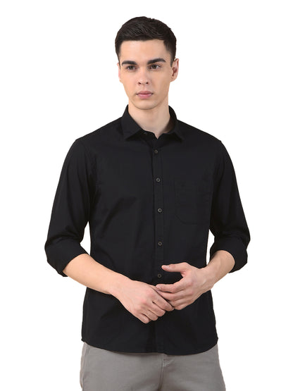 Casual Shirt for Men | Breathable & Soft with Color Fastness Slim Cotton Fabric Solid Pattern